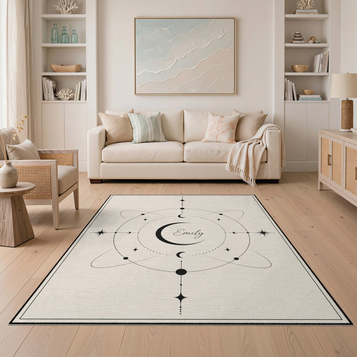 Emily Celestial Moon Geometric Area Rug