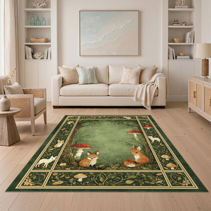 Enchanted Forest Fox and Rabbit Area Rug