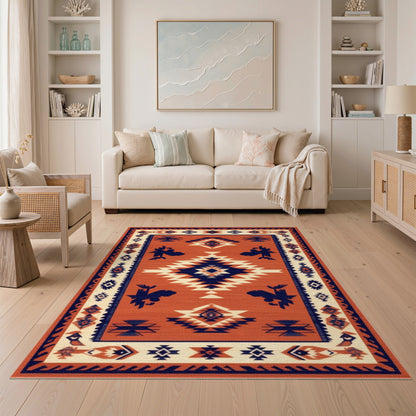 Southwestern Orange Geometric No. 27 Area Rug