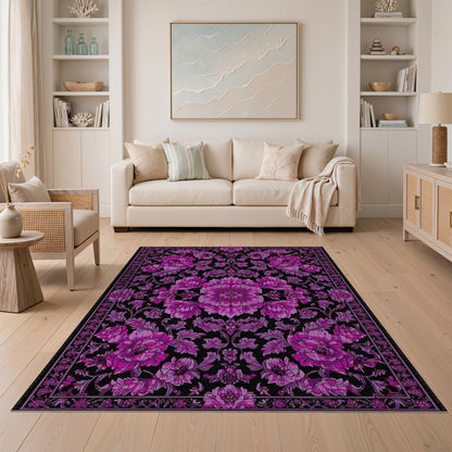 Purple Floral Vintage Area Rug