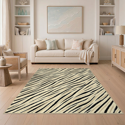 Zebra Stripe Beige Area Rug