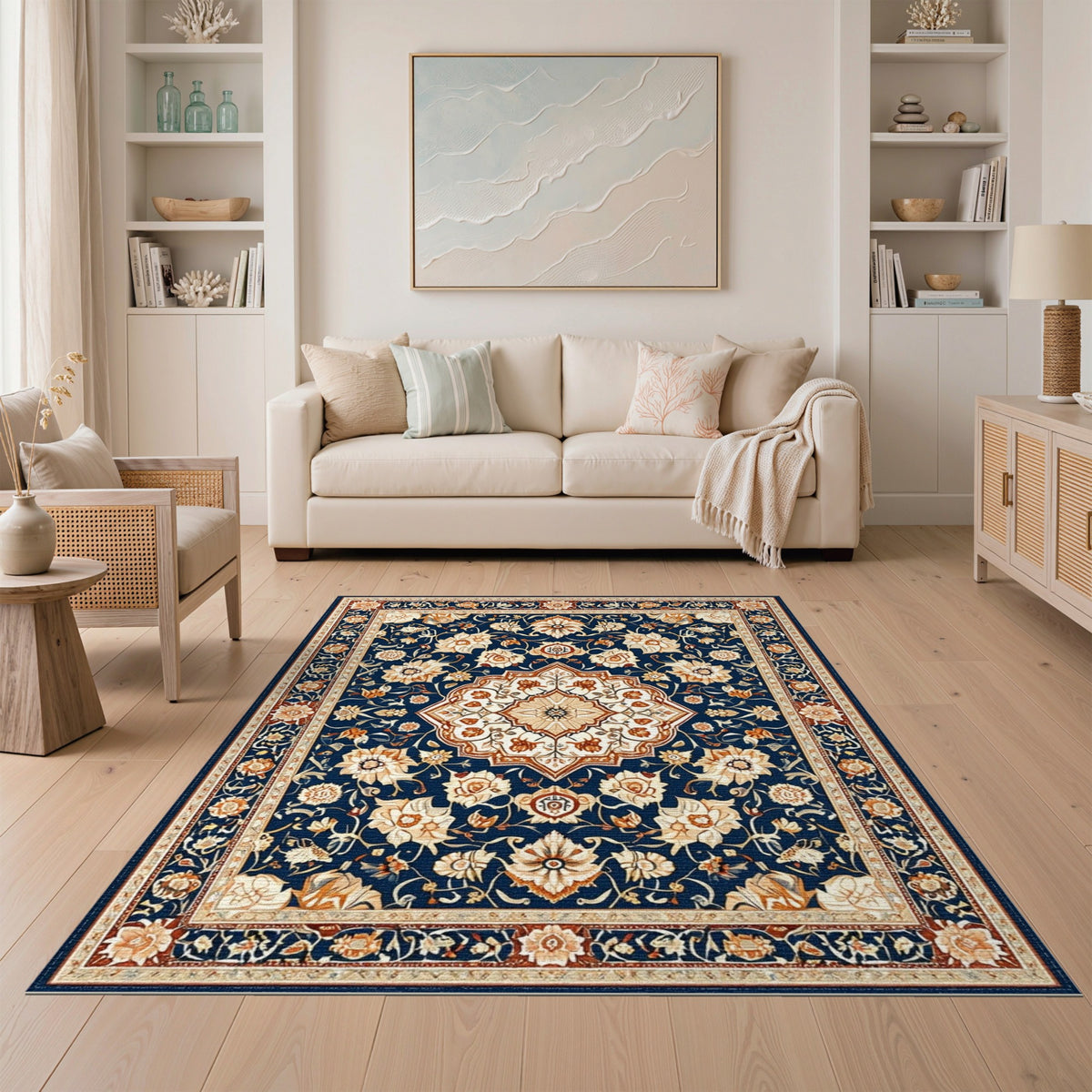 Medallion Navy Persian Floral Medallion Area Rug