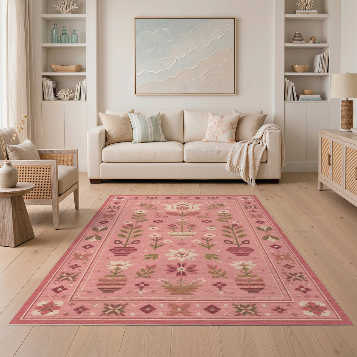 Pink Floral Vintage Area Rug