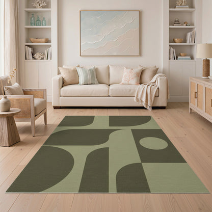 Olive Green Olive Green Geometric Area Rug