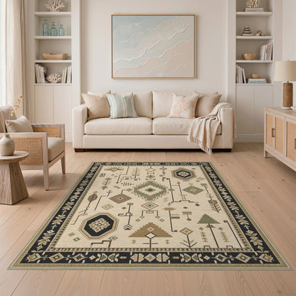 Heritage Tribal Beige Geometric Beige and Neutral Area Rug
