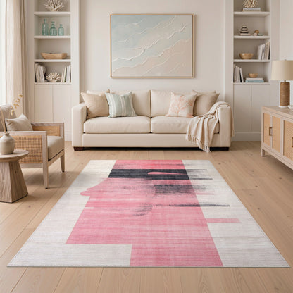 Pink Abstract Face Silhouette Rug