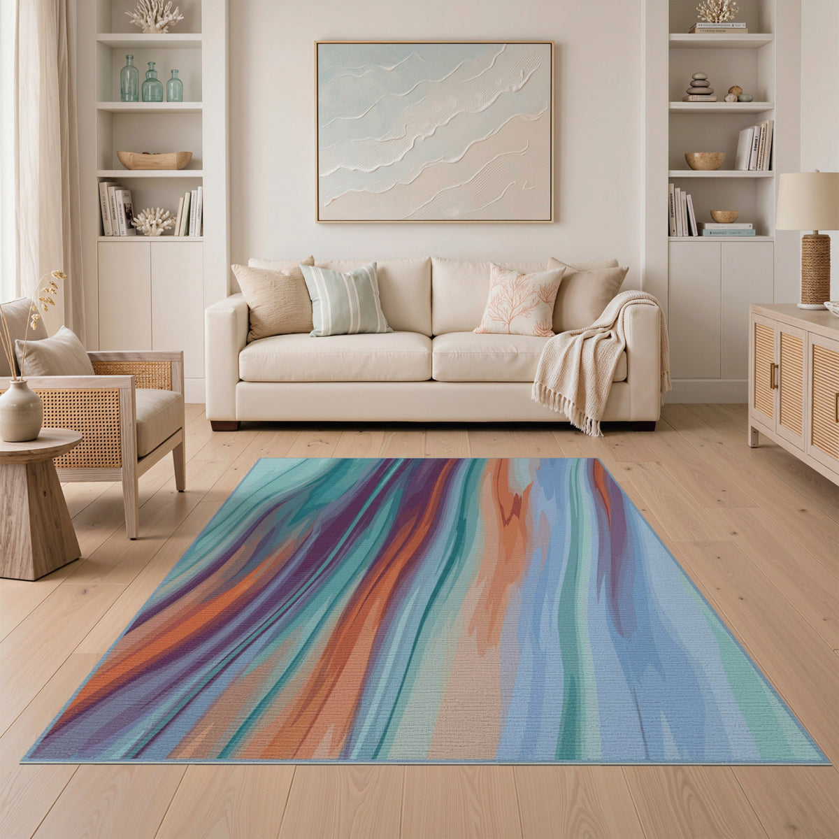 Abstract Area Multi-Color Abstract Wave Area Rug