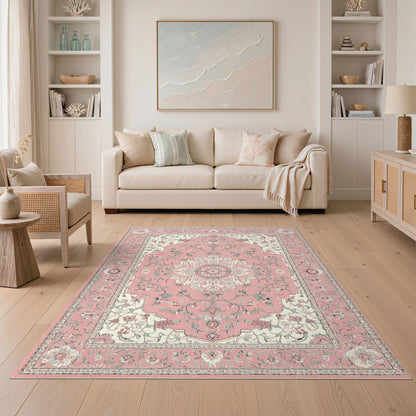 Pink Floral Medallion No. 12 Area Rug
