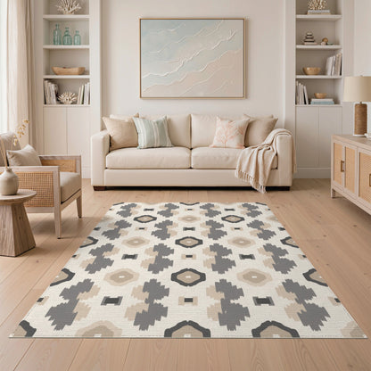 Geometric Modern Beige and Neutral Beige Geometric Neutral Area Rug
