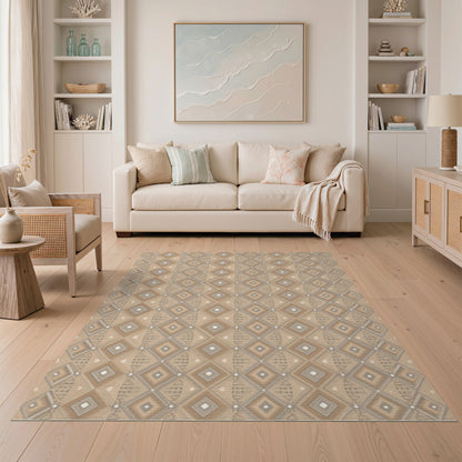 Brown and Tan Brown Tan Geometric Diamond Area Rug