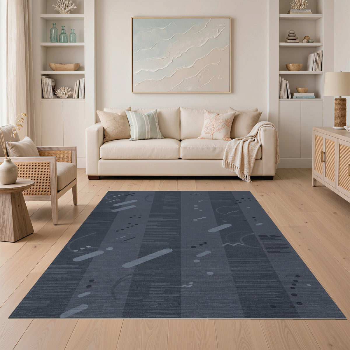 Grey Geometric Modern Grey Geometric Stripe Area Rug
