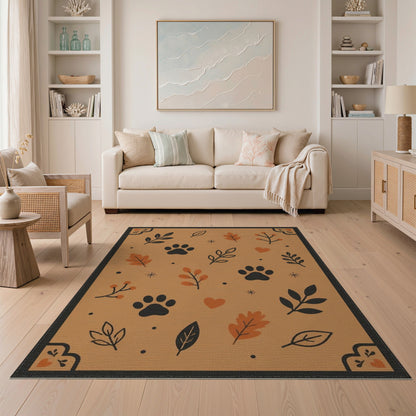 Rustic Paw Print Leaf Area Rug