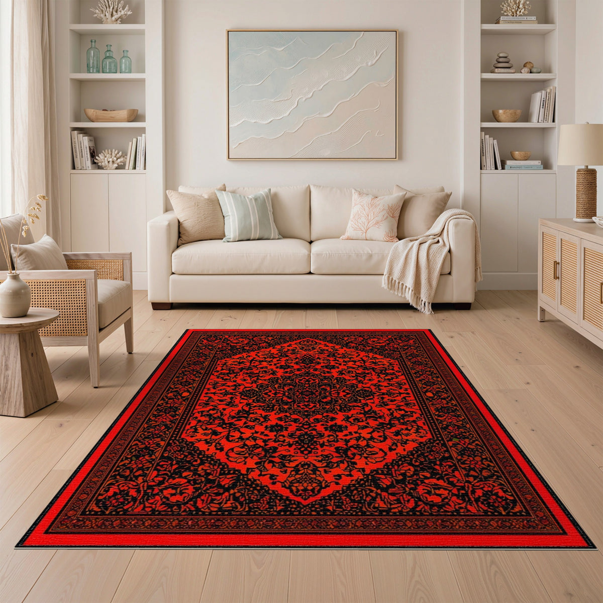 Red Traditional Persian Medallion Area Rug