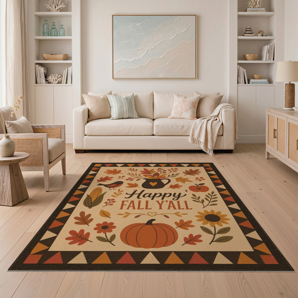 Happy Fall Y'all Autumn Harvest Area Rug