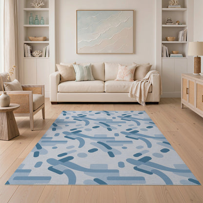 Blue Geometric Modern Area Rug