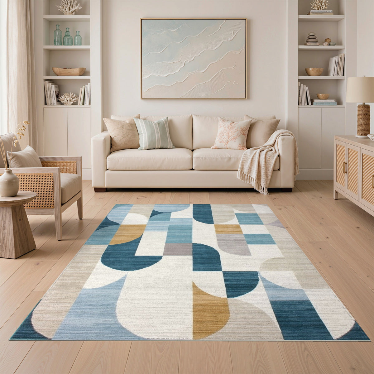 Blue Teal Geometric No. 16 Area Rug