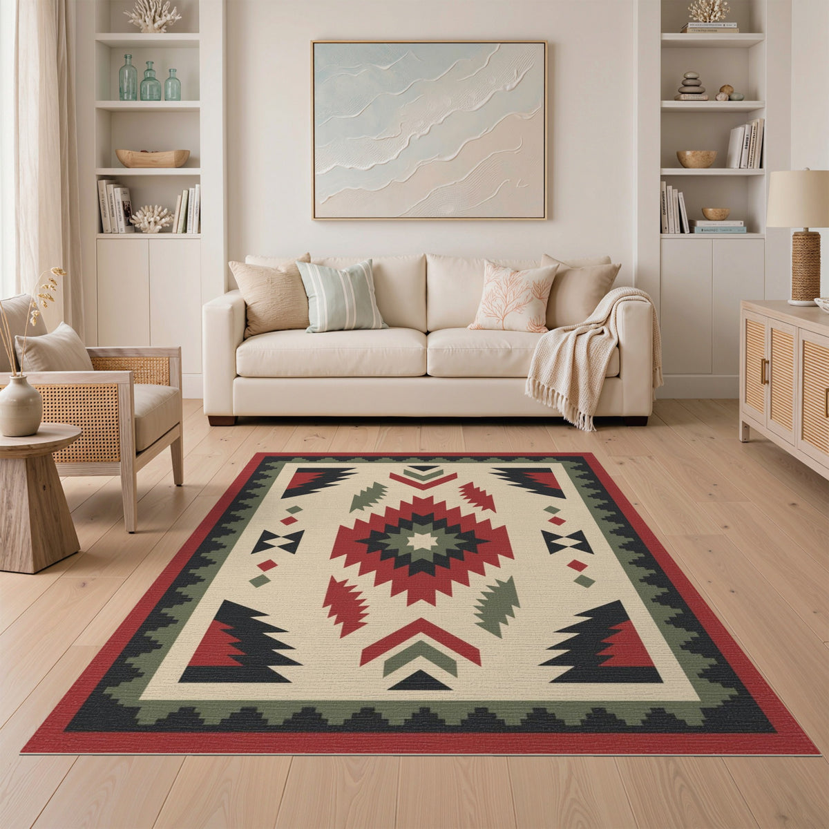 Red Southwestern Geometric Area Rug