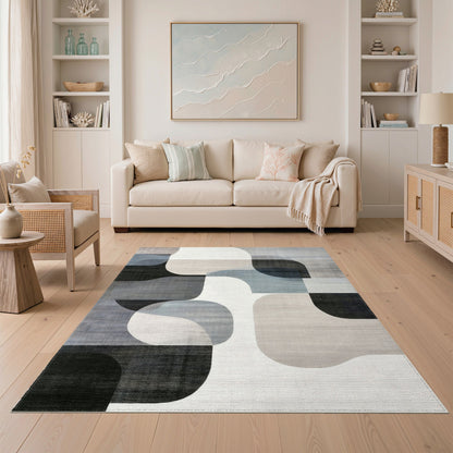 Shapes Grey Abstract Shapes Area Rug