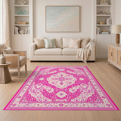 Pink Traditional Persian Pink Traditional Persian Area Rug