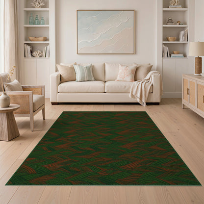 Geometric Modern Green Wavy Geometric Area Rug