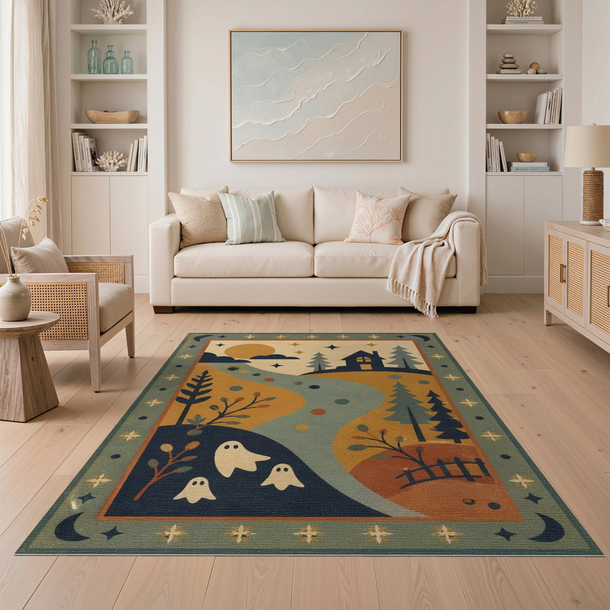 Whimsical Ghost Landscape Kids Area Rug