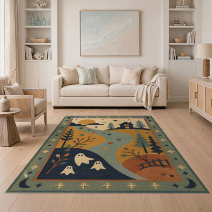 Whimsical Ghost Landscape Kids Area Rug