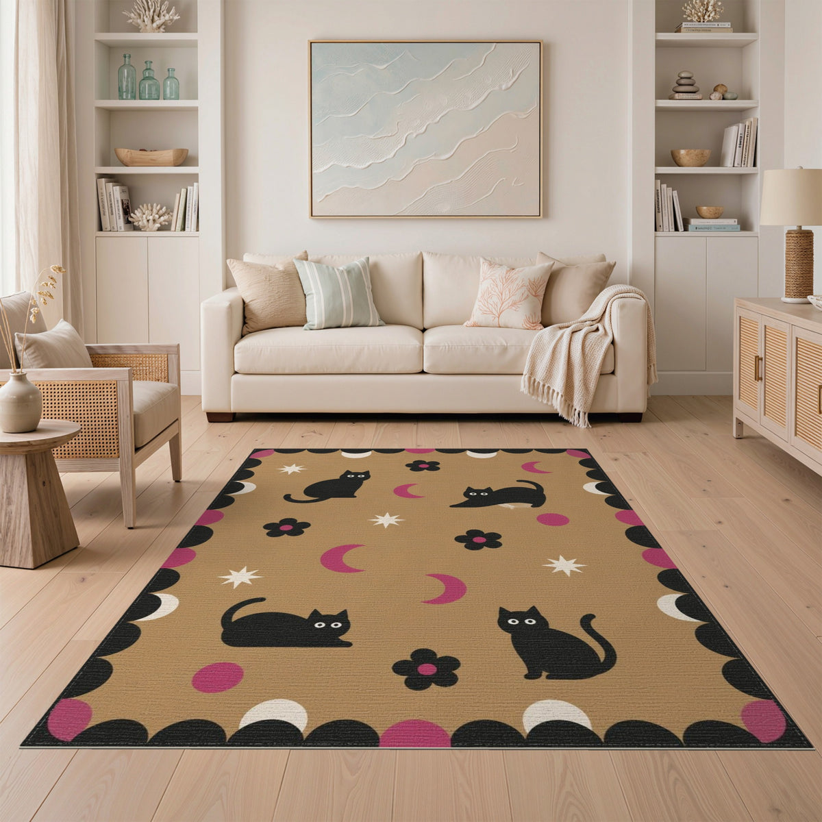 Black Cat Moon Kids Area Rug