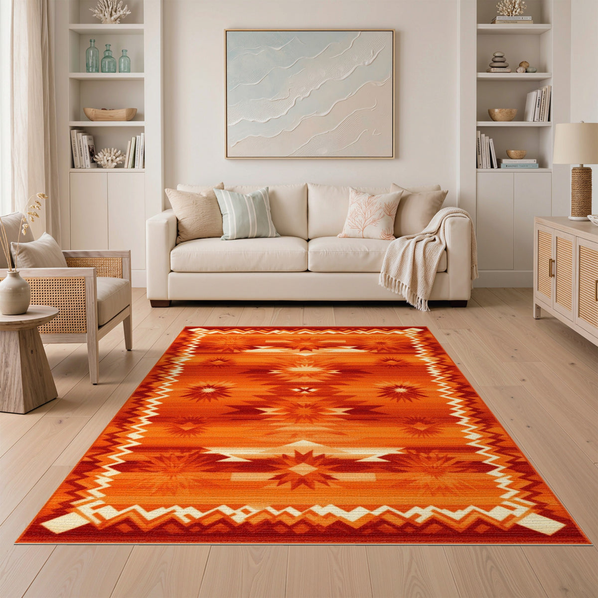 Southwestern Orange Southwestern Starburst Area Rug