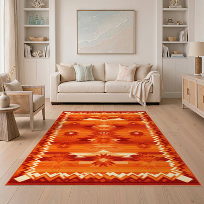 Southwestern Orange Southwestern Starburst Area Rug