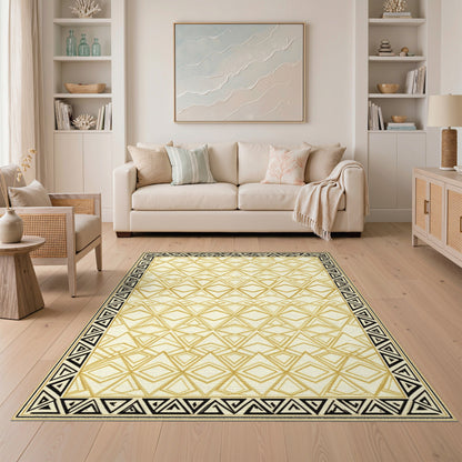 Geometric Modern Gold Geometric Diamond Area Rug