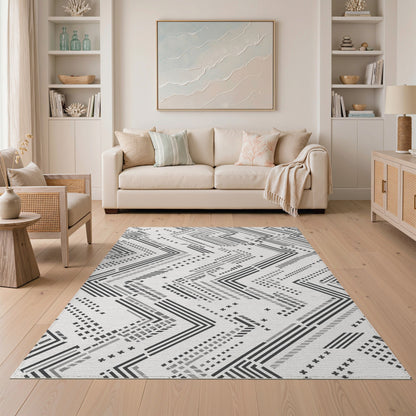 Geometric Modern Black and White Black White Geometric Chevron Area Rug