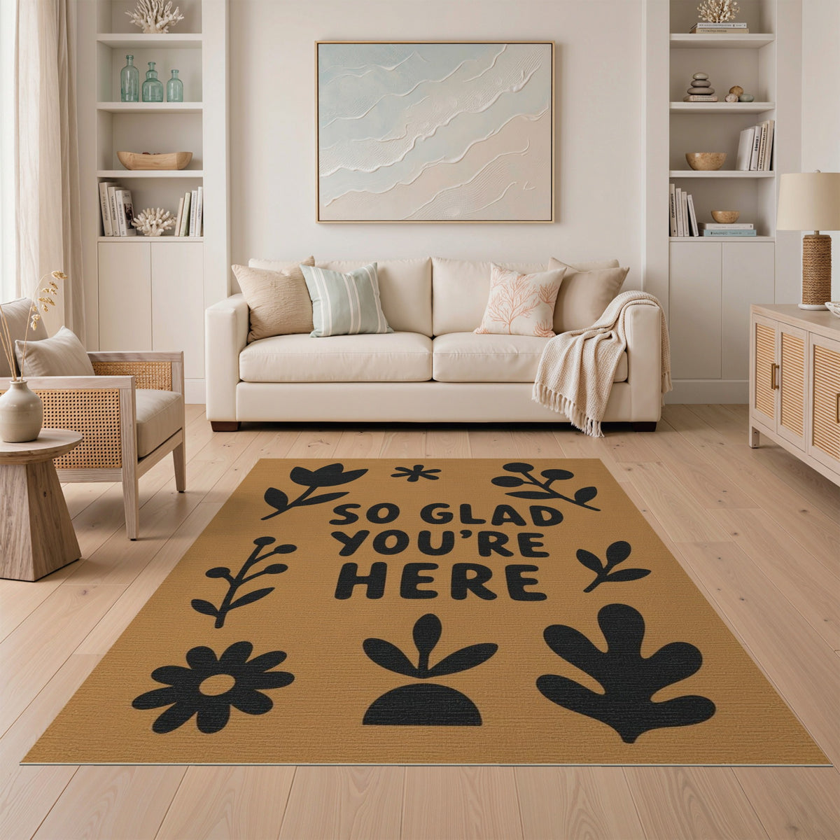So Glad You're Here Brown Boho Rug