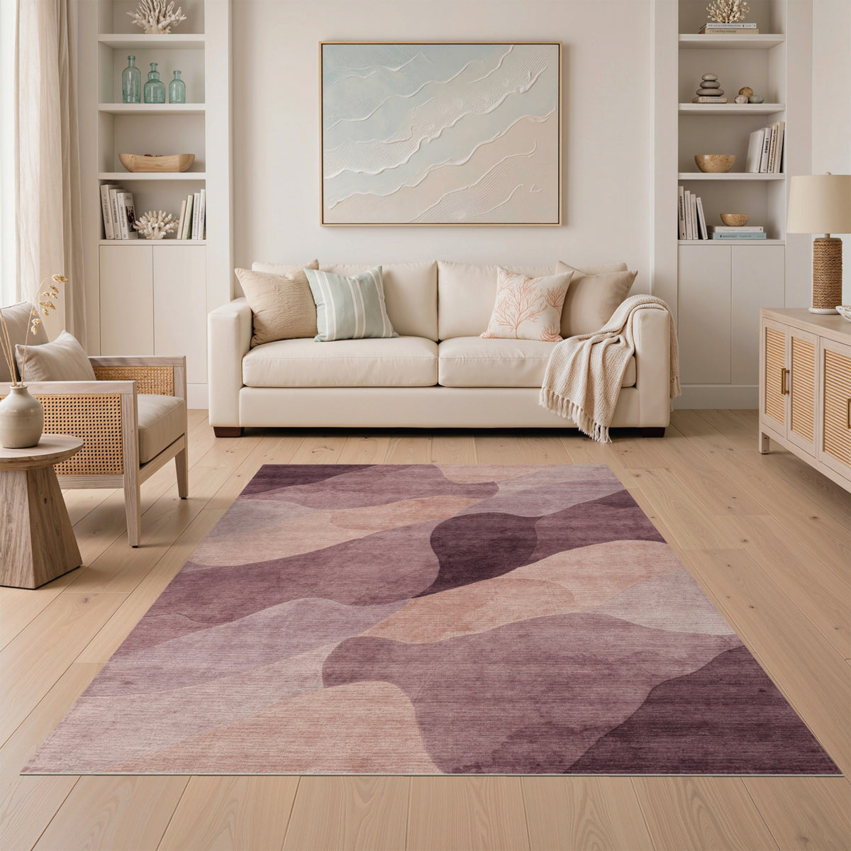 ODIKA Purple Abstract Wave Area Rug