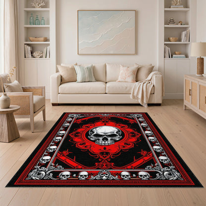 Red Skull Medallion Area Rug
