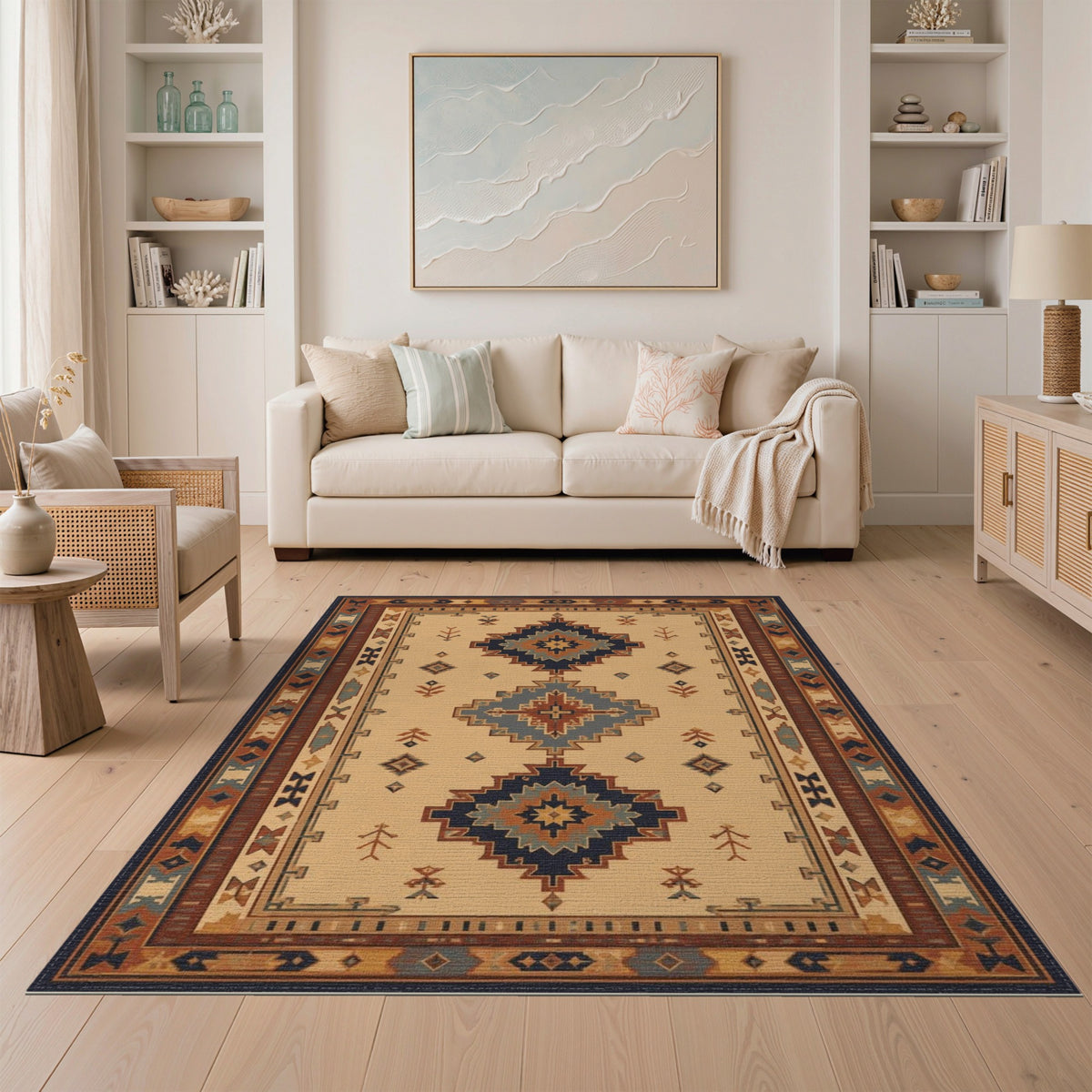 Beige Southwestern Geometric Area Rug