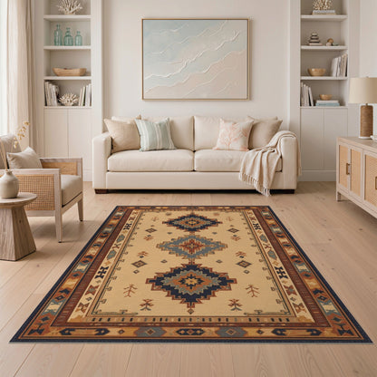 Beige Southwestern Geometric Area Rug