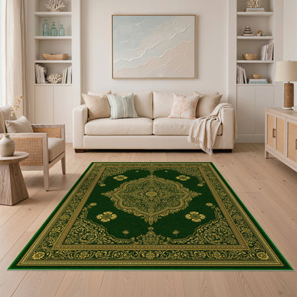 Green Gold Ornate Persian Area Rug