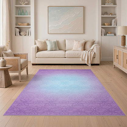 Purple Floral Ombre Vintage Area Rug