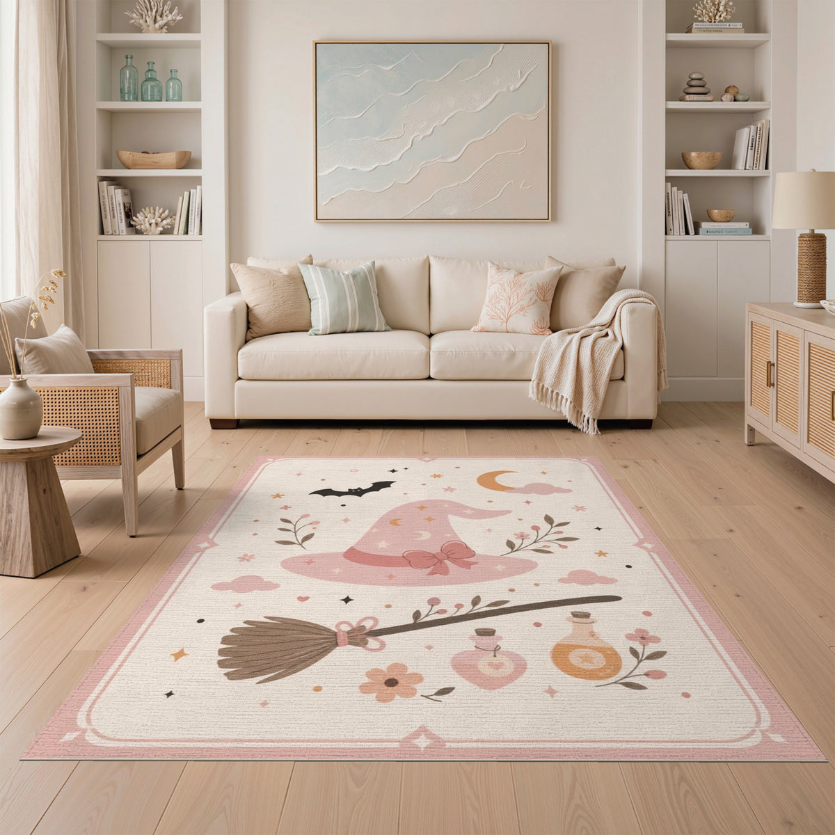 Pink Witch Hat Kids Area Rug