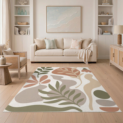 Earthy Abstract Botanical Area Rug
