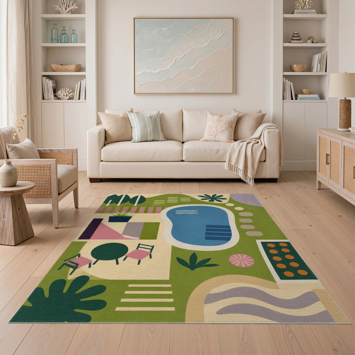 Geometric Modern Abstract Geometric Poolside Area Rug