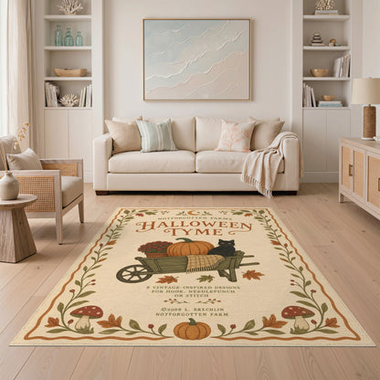 Vintage Halloween Farm Wheelbarrow Rug