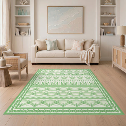 Green Geometric Diamond Green Area Rug