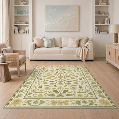 Floral Vintage ODIKA Green Floral Vintage Area Rug