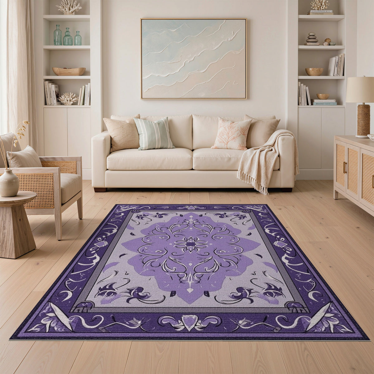 Purple Traditional Persian Purple Persian Medallion Area Rug