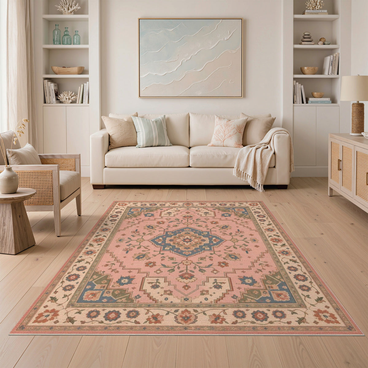 Medallion Pink Floral Medallion Vintage Area Rug