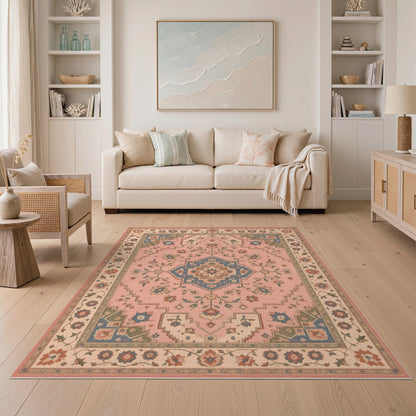 Medallion Pink Floral Medallion Vintage Area Rug