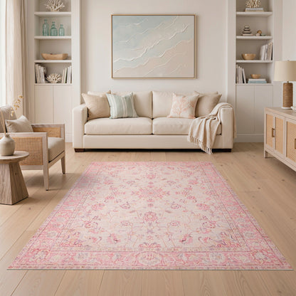 Blush Pink Floral Vintage No. 45 Area Rug