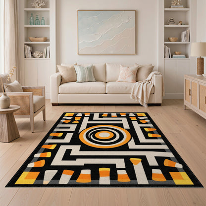 Geometric Candy Corn Maze Area Rug