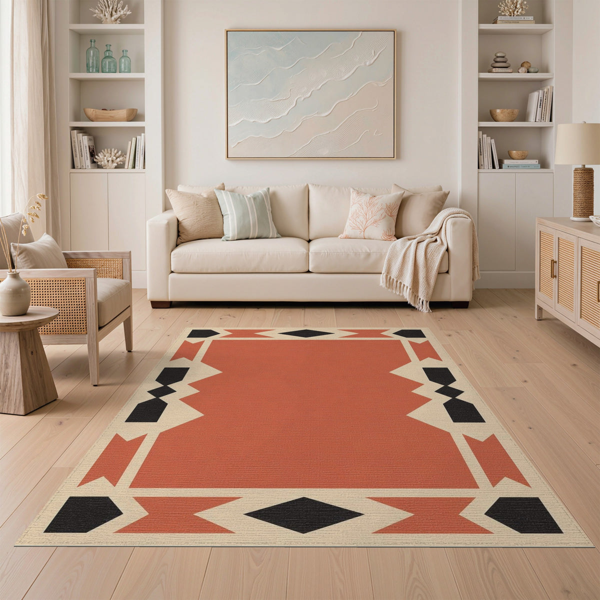 Geometric Orange Southwestern Orange Geometric Area Rug